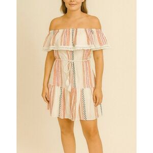 Anthropologie Mazik Beach Boho Vacation Coastal Flare Off The Shoulder Dress